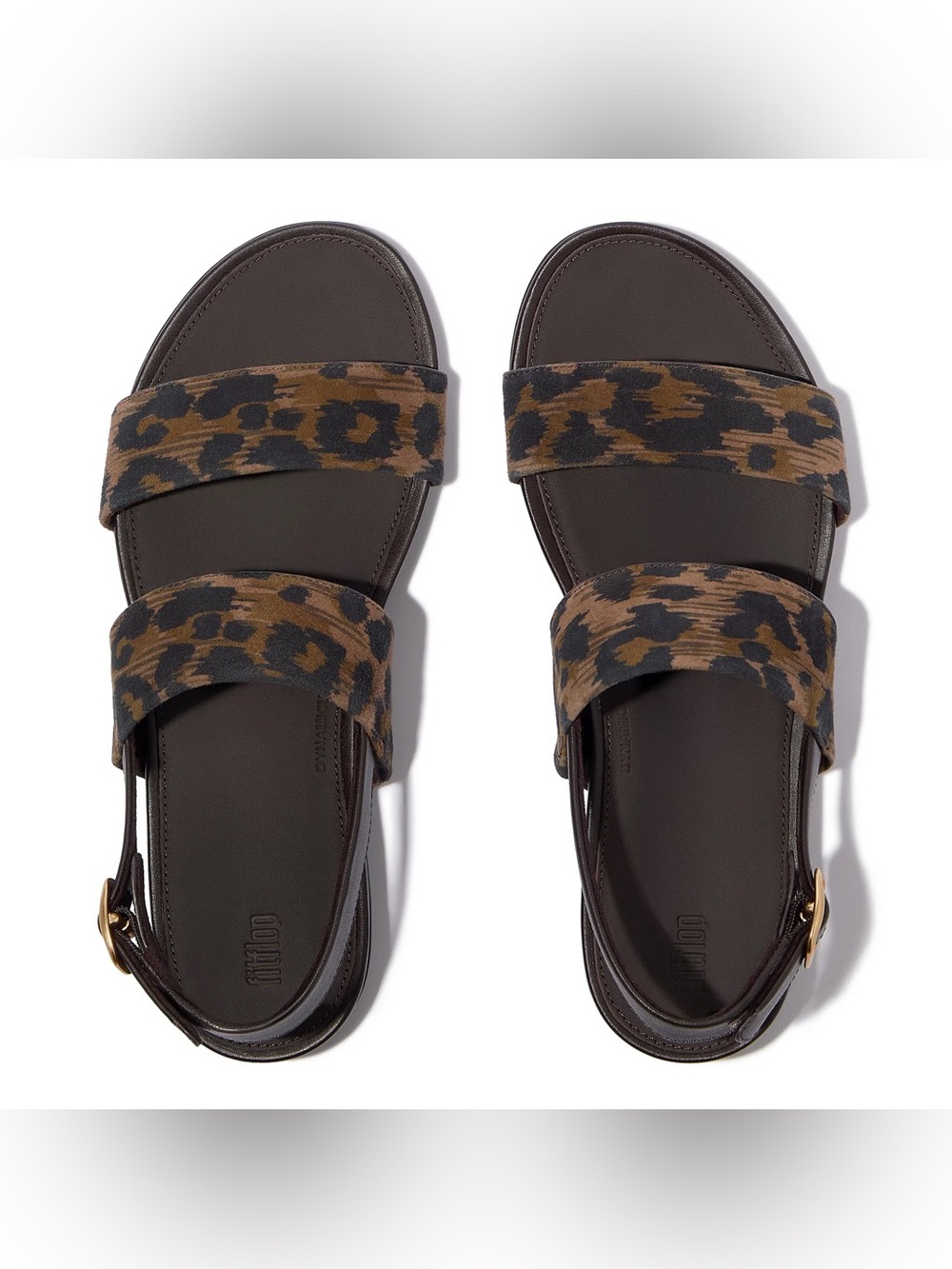 Fitflop Leopard Print Double-Strap Sandals - Brown/Black